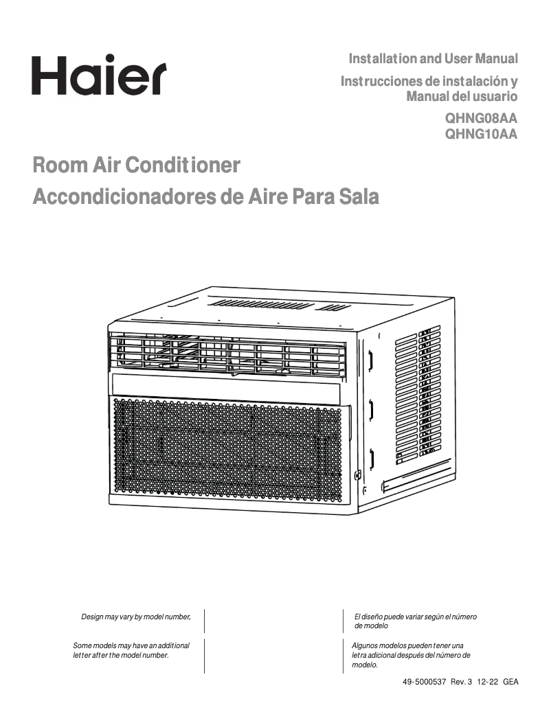 Page 1 de la notice Guide d'installation Haier QHNG10AA