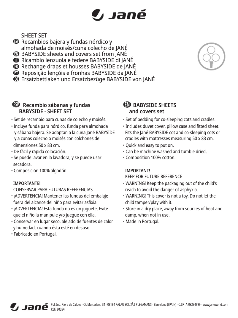 Imagen de la primera página del manual del dispositivo Sheet Set