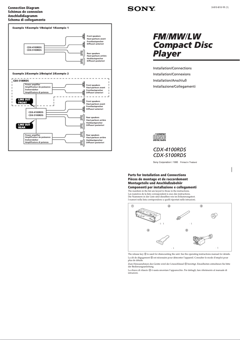 Page 1 de la notice Guide d'installation Sony CDX-4100RDS