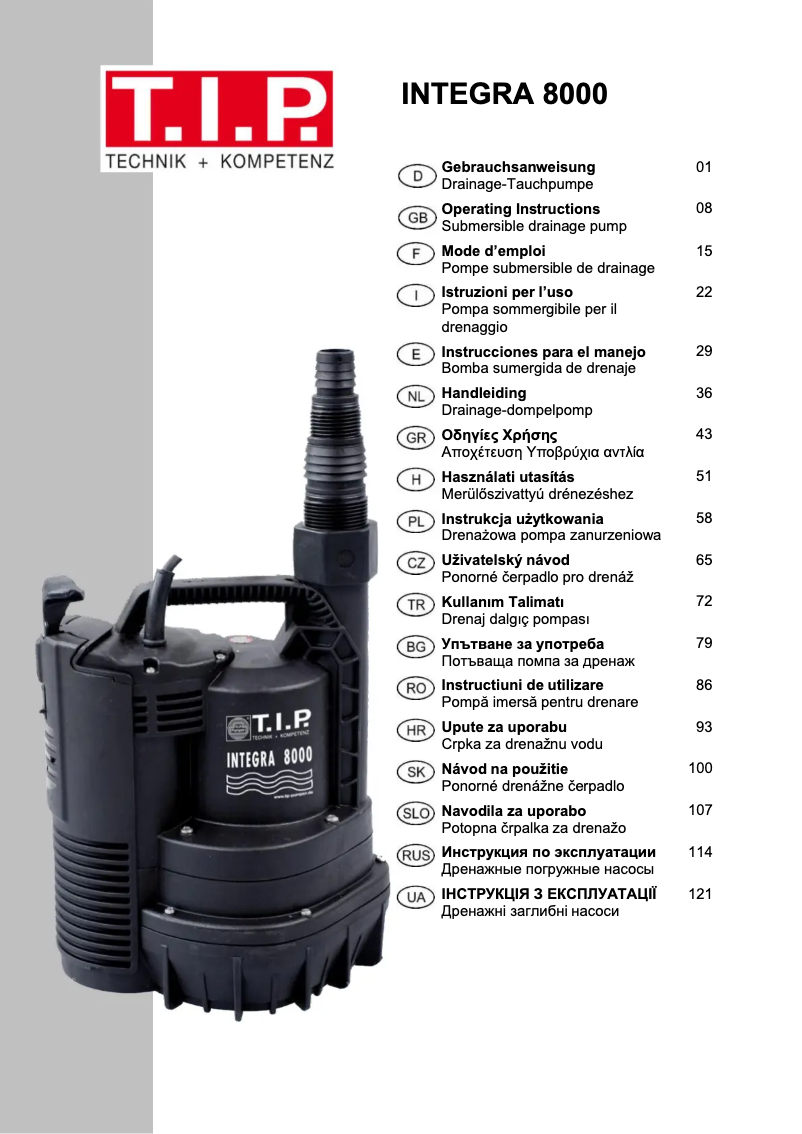 Page 1 de la notice Manuel utilisateur T.I.P. INTEGRA 8000