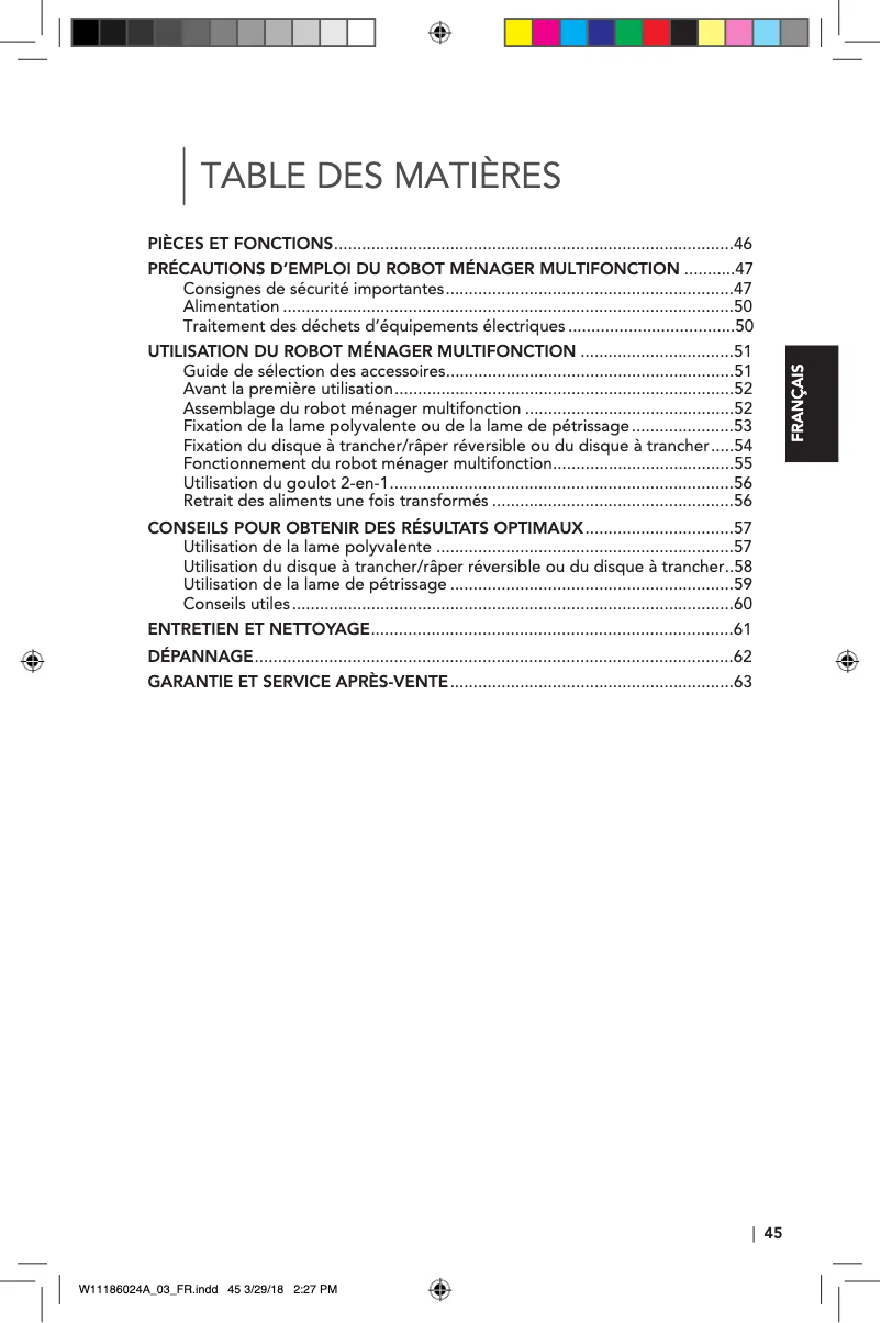 Page n°1 - Manuel utilisateur KitchenAid 5KFP0919