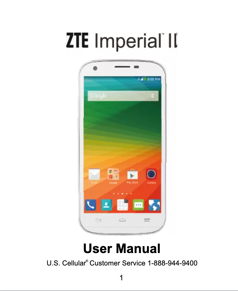 Page n°1 - Manuel utilisateur ZTE Imperial II