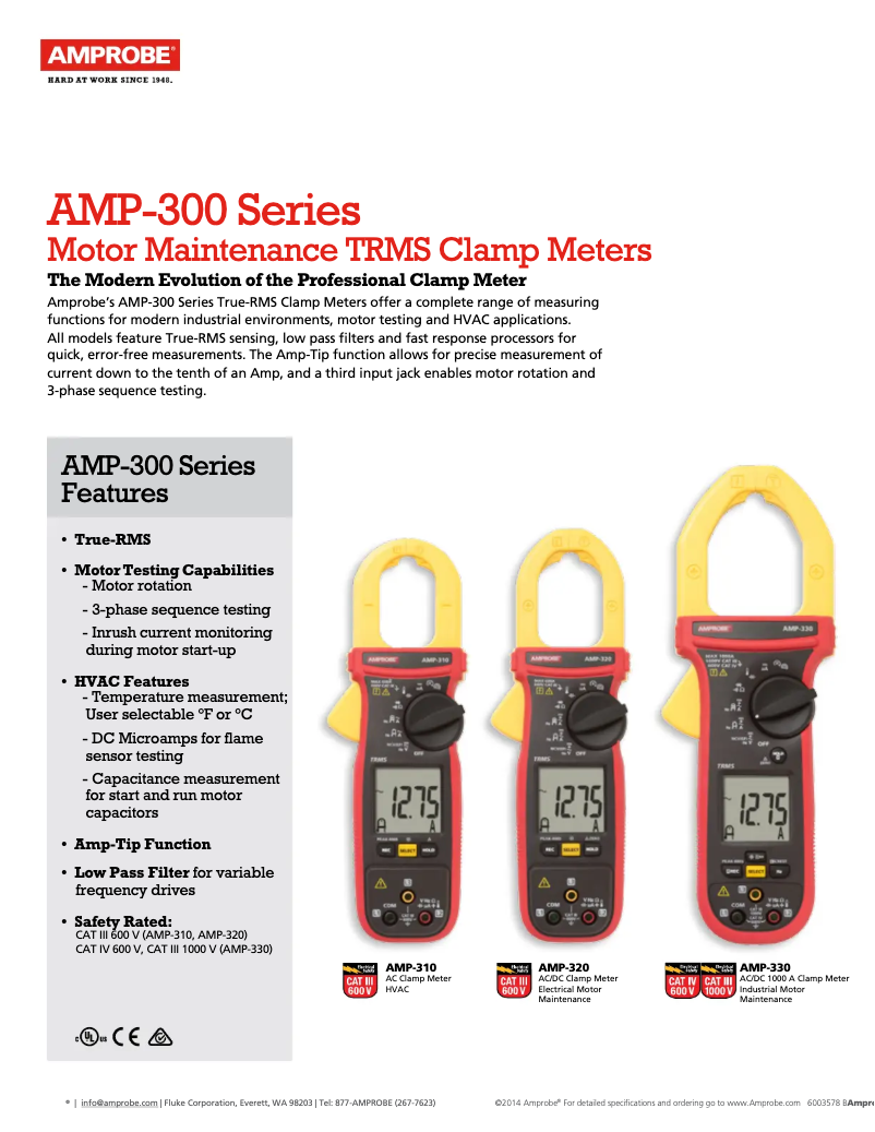 Página 1 del manual Ficha técnica Amprobe AMP-310