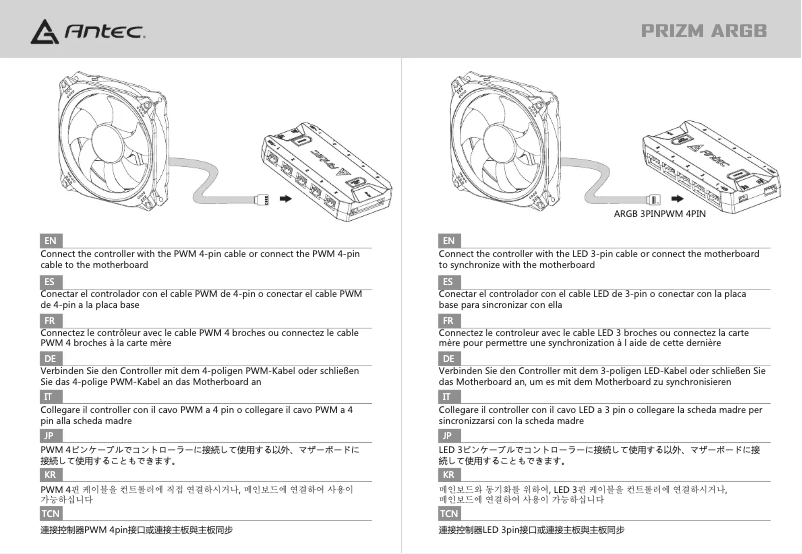 Page 1 de la notice Manuel utilisateur Antec Prizm 140 ARGB