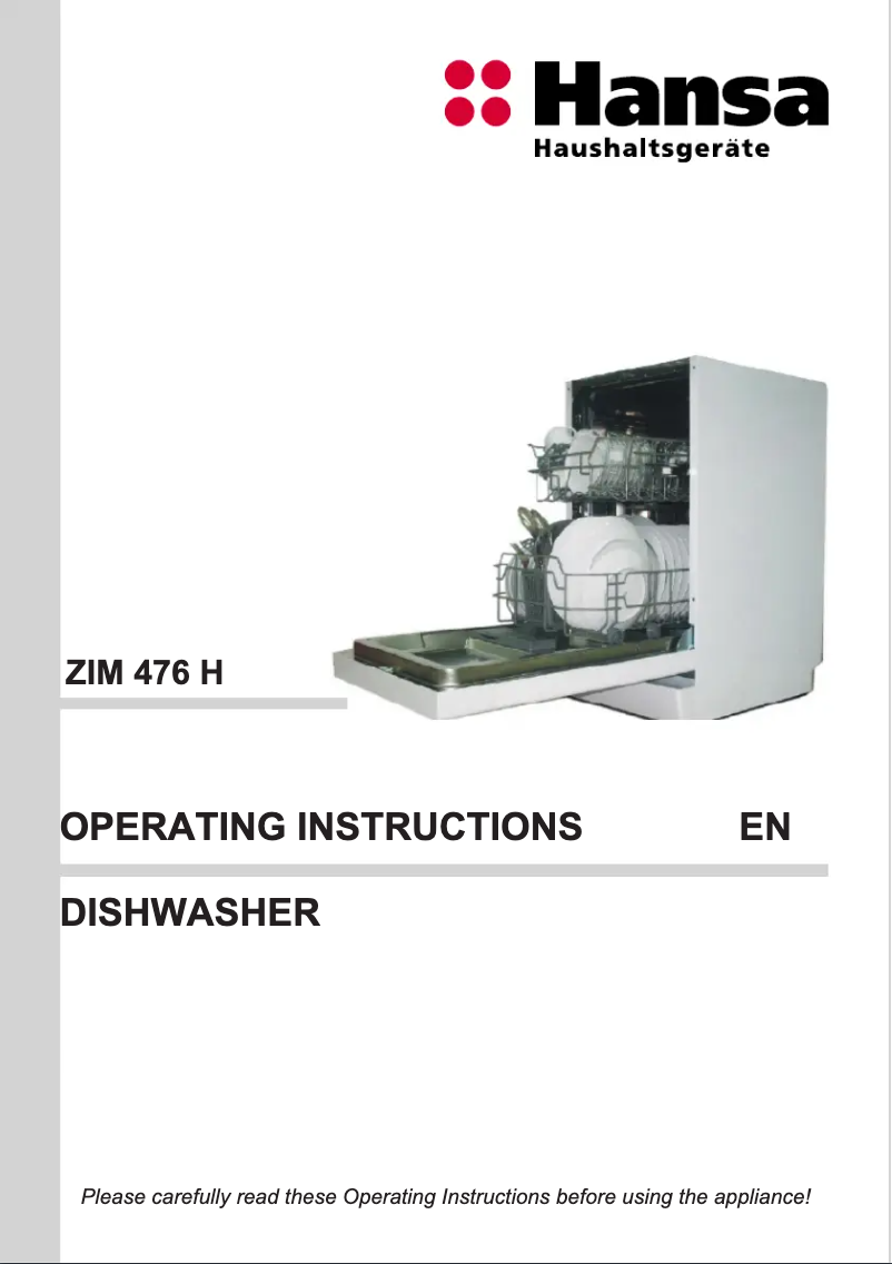 Image de la première page du manuel de l'appareil ZIM 476 H