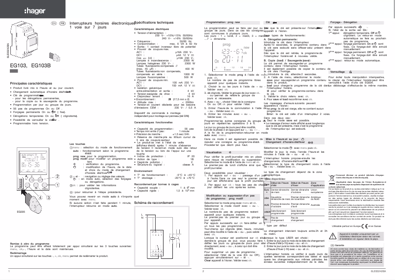 Image de la première page du manuel de l'appareil EG103B