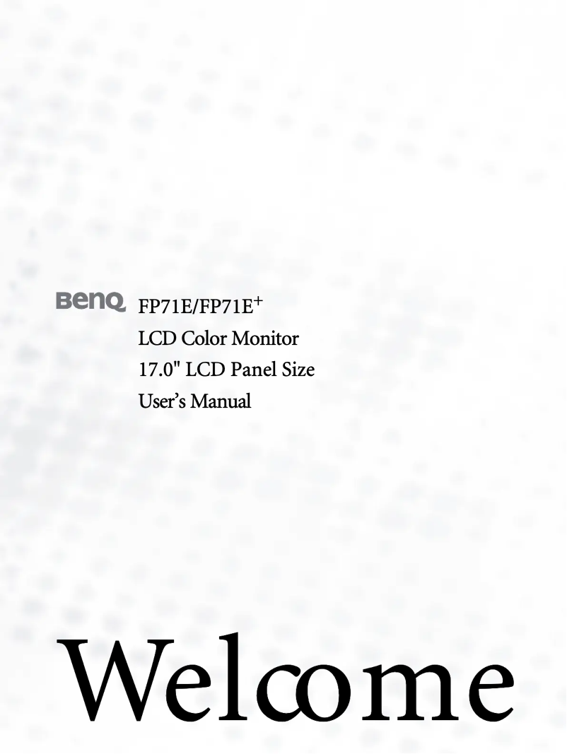 Page n°1 - Manuel utilisateur BenQ FP71E
