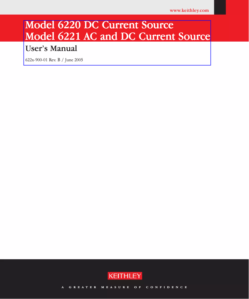 Page 1 de la notice Manuel utilisateur Keithley 6221