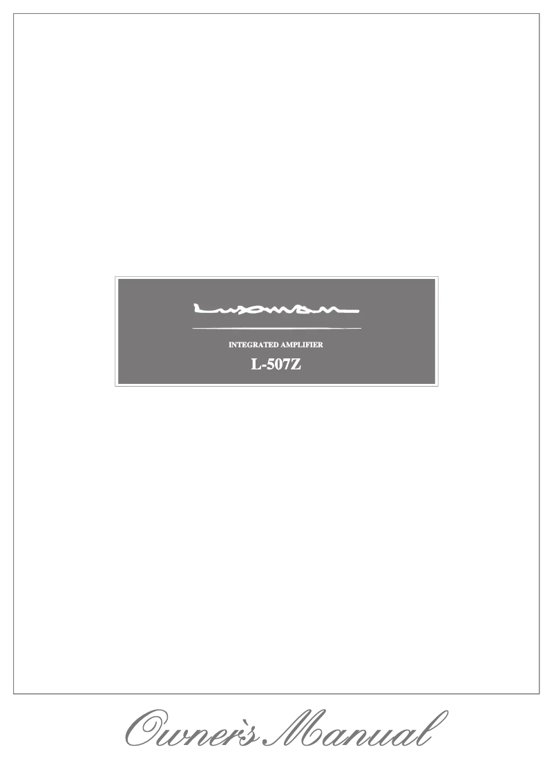 Page 1 de la notice Manuel utilisateur Luxman L-507Z