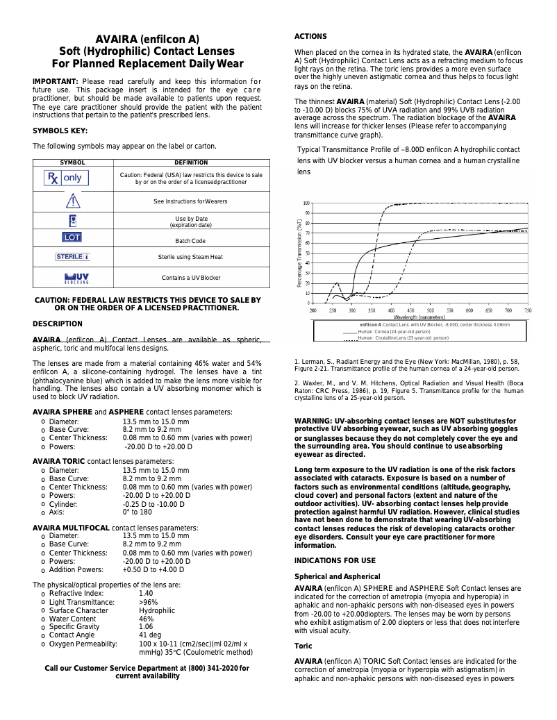 Page 1 de la notice Manuel utilisateur CooperVision Avaira Toric