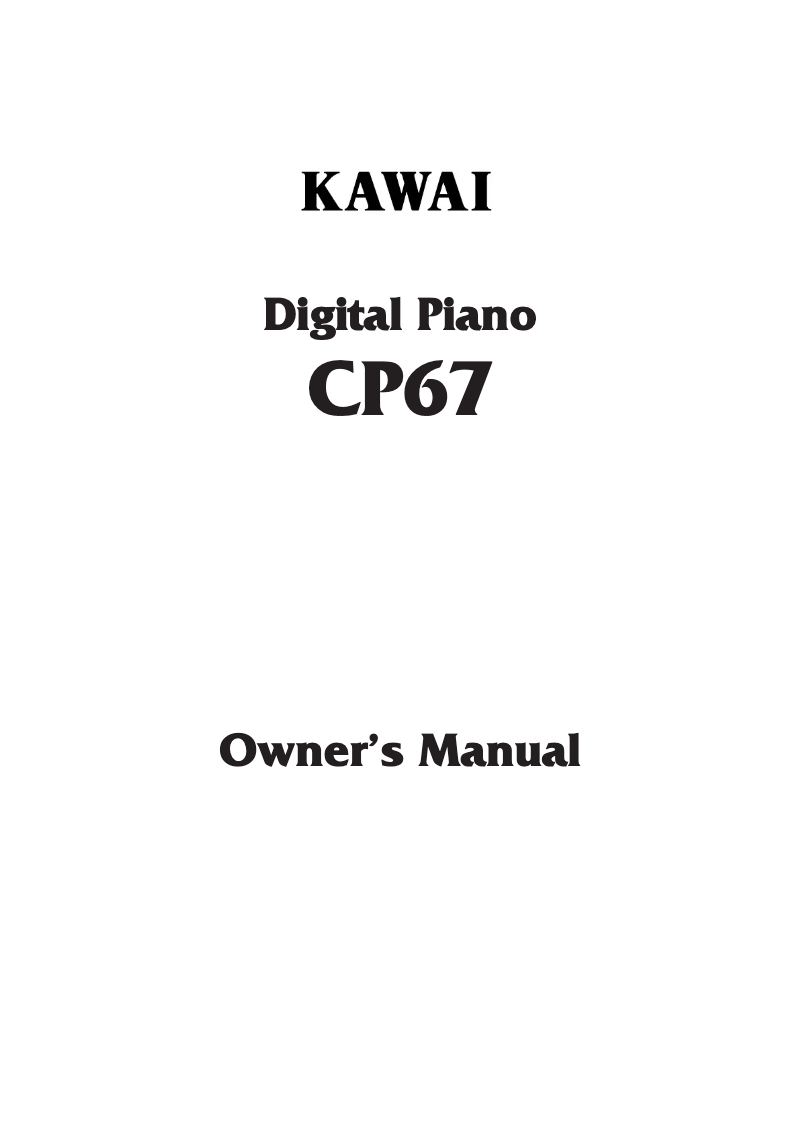 Page n°1 - Manuel utilisateur Kawai Concert Performer CP67