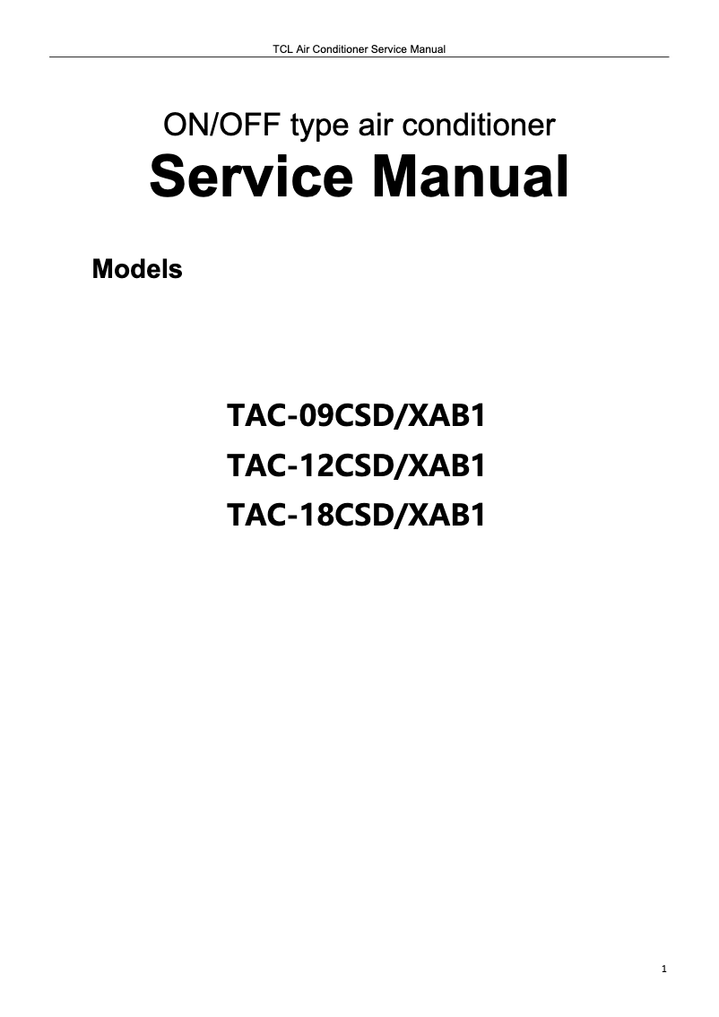 Image de la première page du manuel de l'appareil TAC-18CSD/XAC1