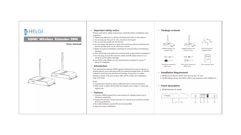 Page n°1 - Manuel utilisateur HELGI HLG0388