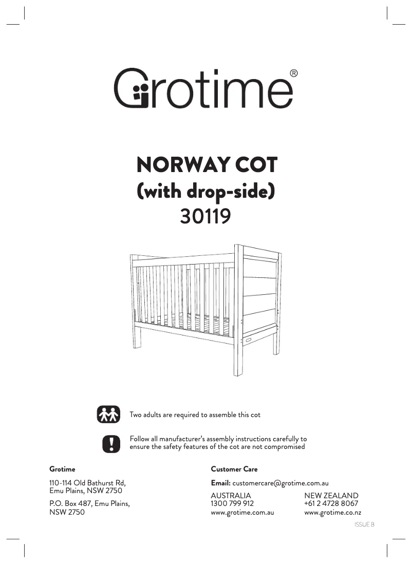 Page n°1 - Manuel utilisateur Grotime Norway Cot