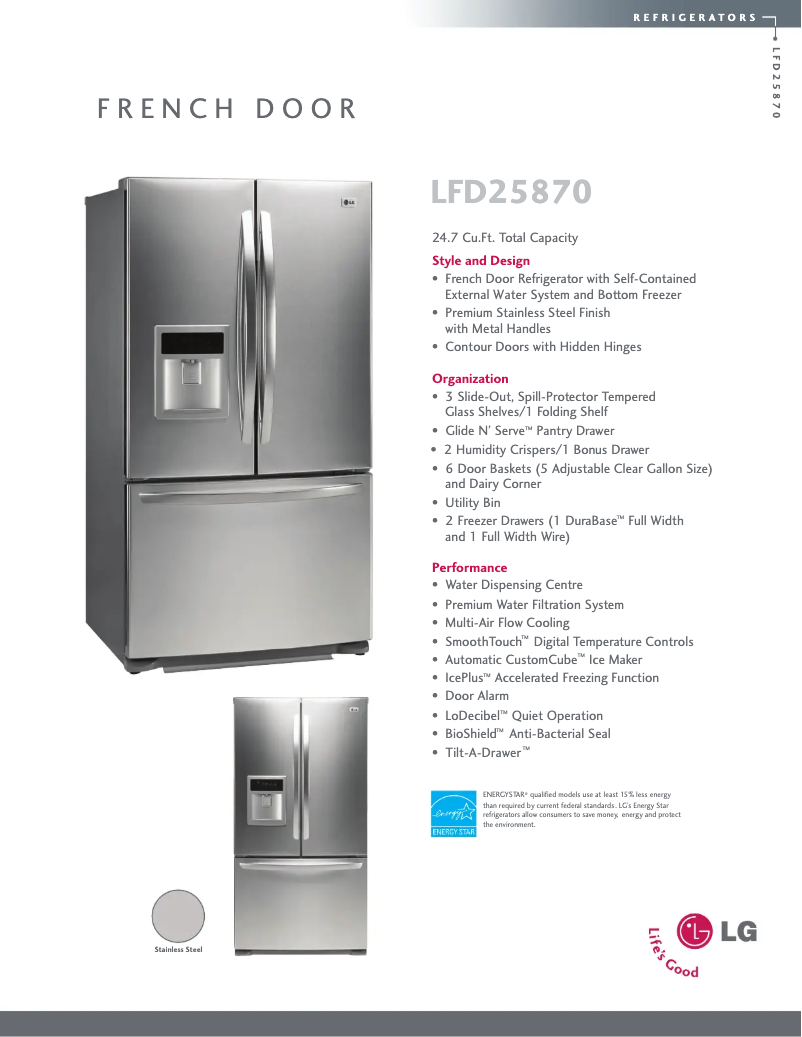 Página 1 del manual Ficha técnica LG LFD25870ST