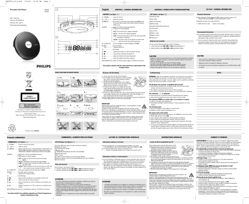 Image de la première page du manuel de l'appareil AX2500