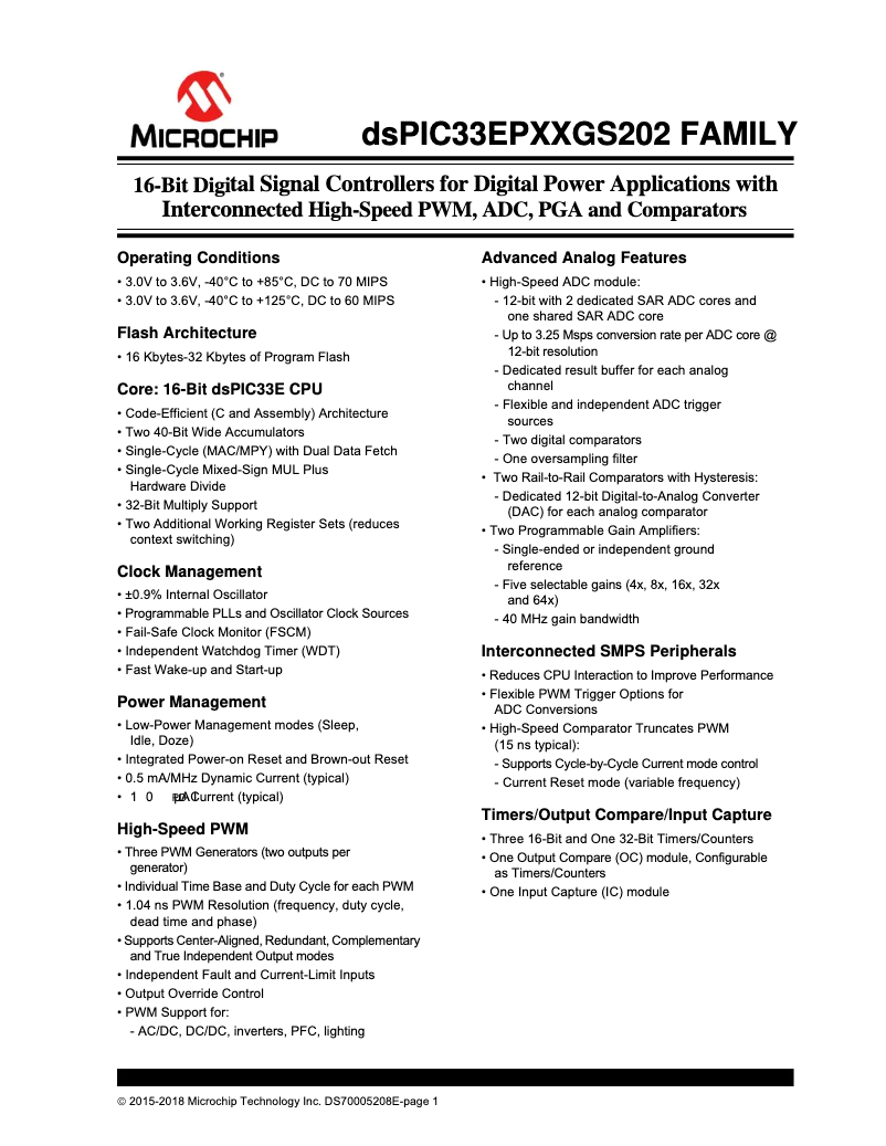 Page 1 de la notice Manuel utilisateur Microchip dsPIC33EP16GS202