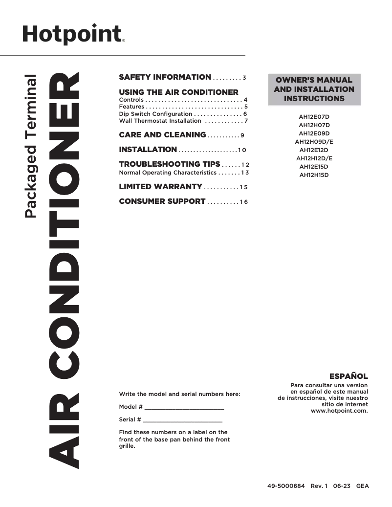 Page 1 de la notice Guide d'installation Hotpoint AH12E09D2B