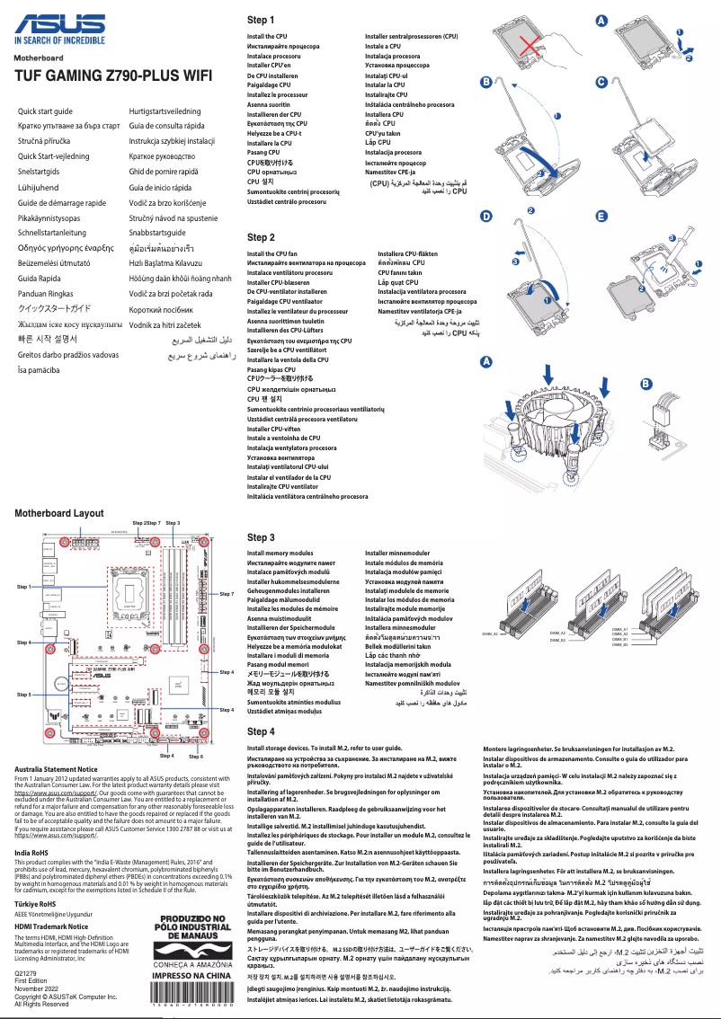 Image de la première page du manuel de l'appareil TUF GAMING Z790-PLUS WIFI