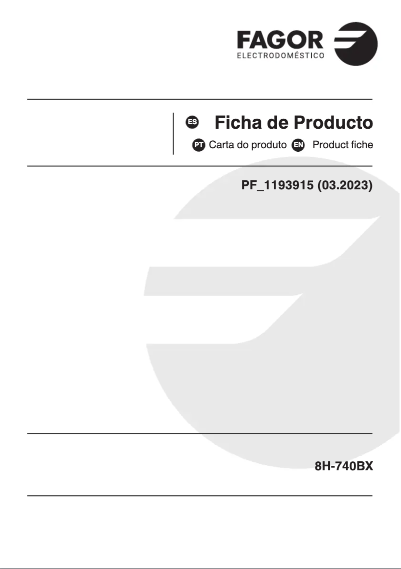 Page 1 de la notice Fiche technique Fagor 8H-740BX
