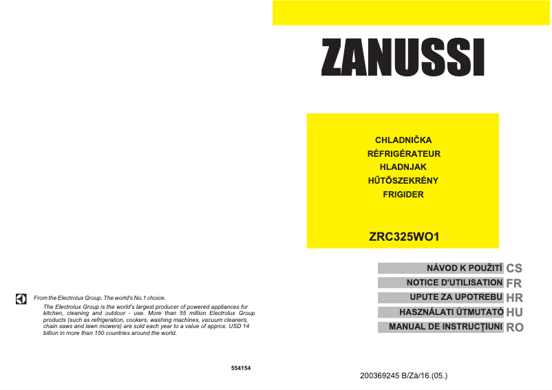 Page n°1 - Manuel utilisateur Zanussi ZRC325WO1