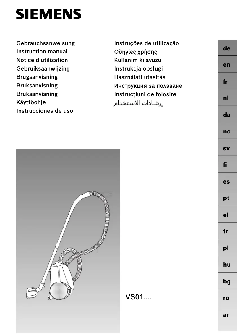 Page 1 de la notice Manuel utilisateur Siemens VS01E2100