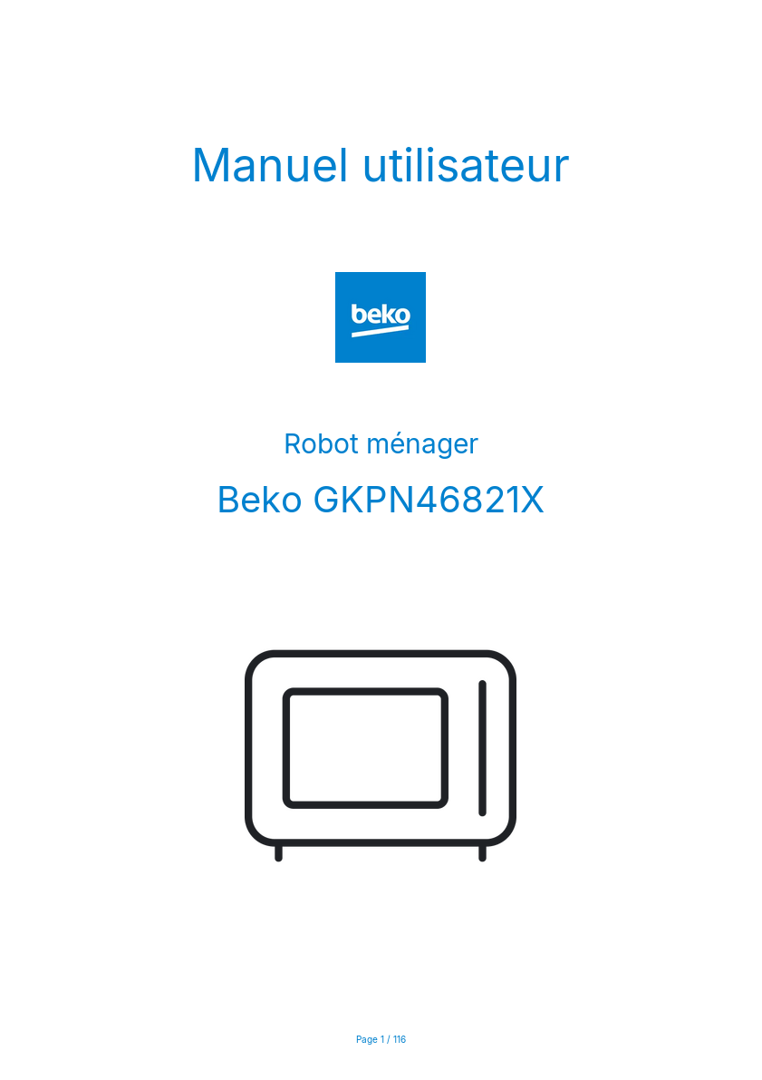 Page n°1 - Manuel utilisateur Beko GKPN46821X