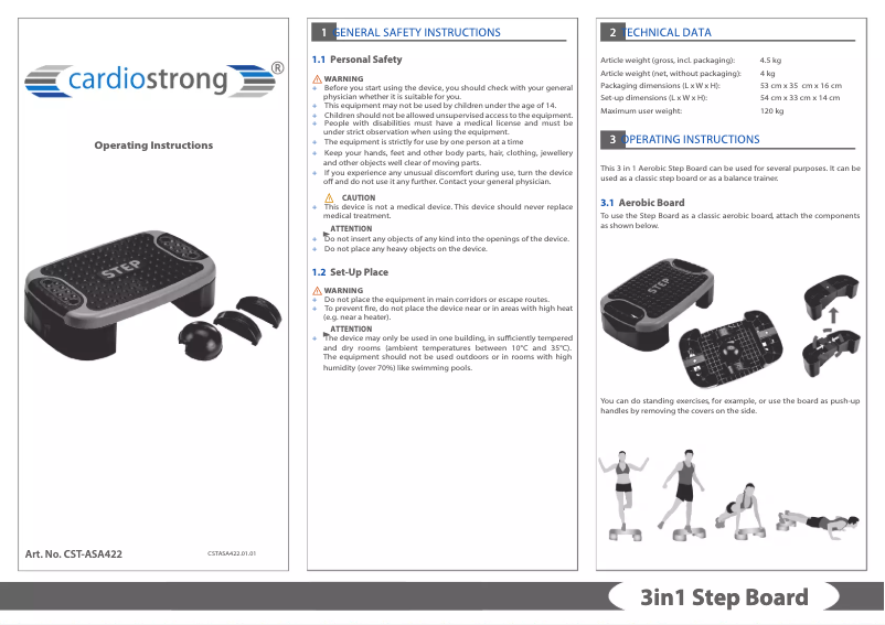 Page n°1 - Manuel utilisateur Cardiostrong 3in1 Step Board