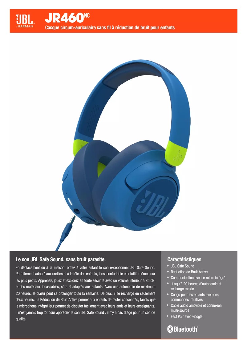 Page 1 de la notice Fiche technique JBL JR 460NC