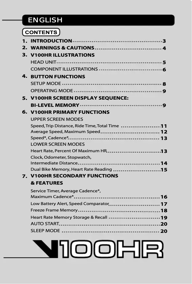 Page n°1 - Manuel utilisateur Vetta V100HR