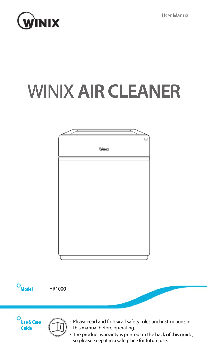 Page 1 of the manual User Manual Winix HR1000