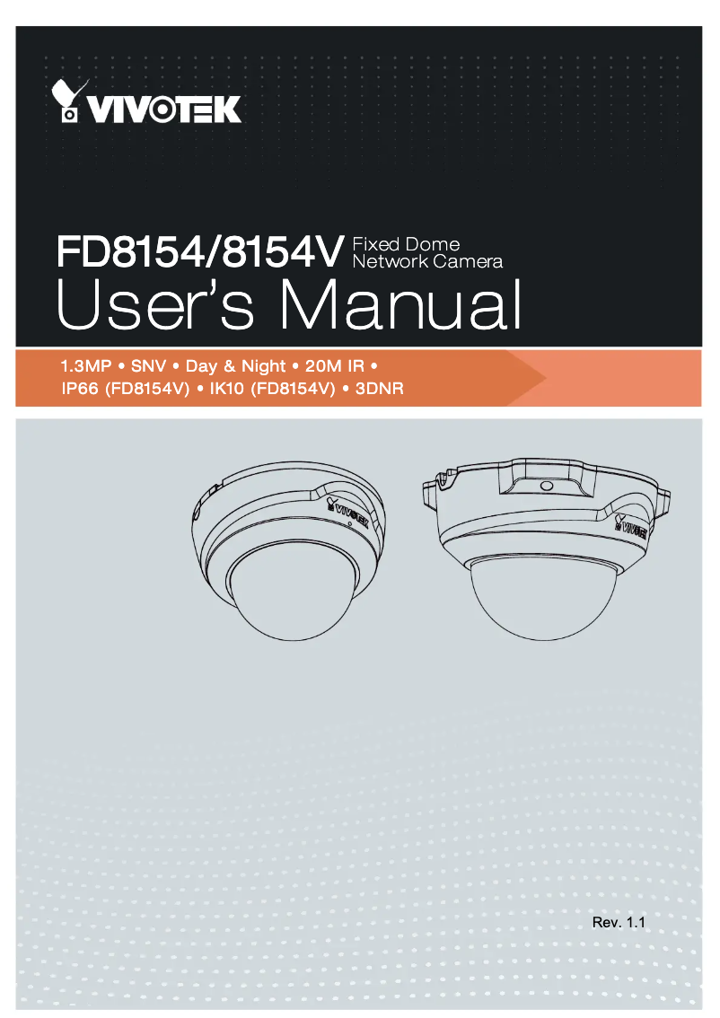 Page 1 de la notice Manuel utilisateur Vivotek FD8154V-F4