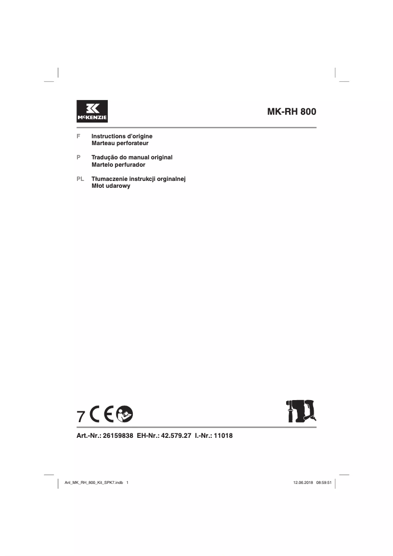 Page n°1 - Manuel utilisateur McKenzie MK-RH 800