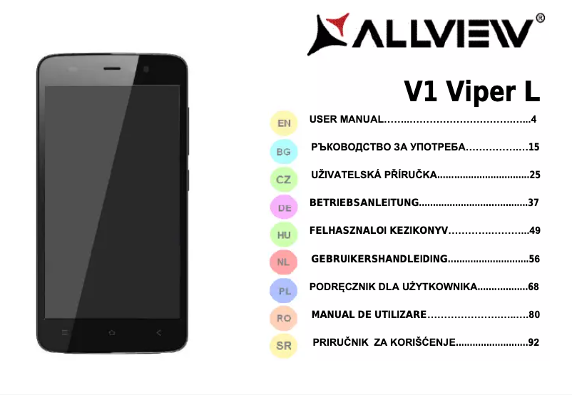 Page 1 de la notice Manuel utilisateur Allview V1 Viper L