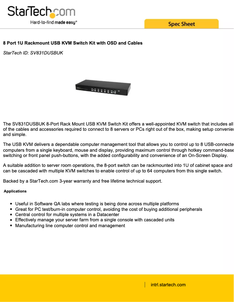 Page 1 de la notice Brochure StarTech.com SV831DUSBUK