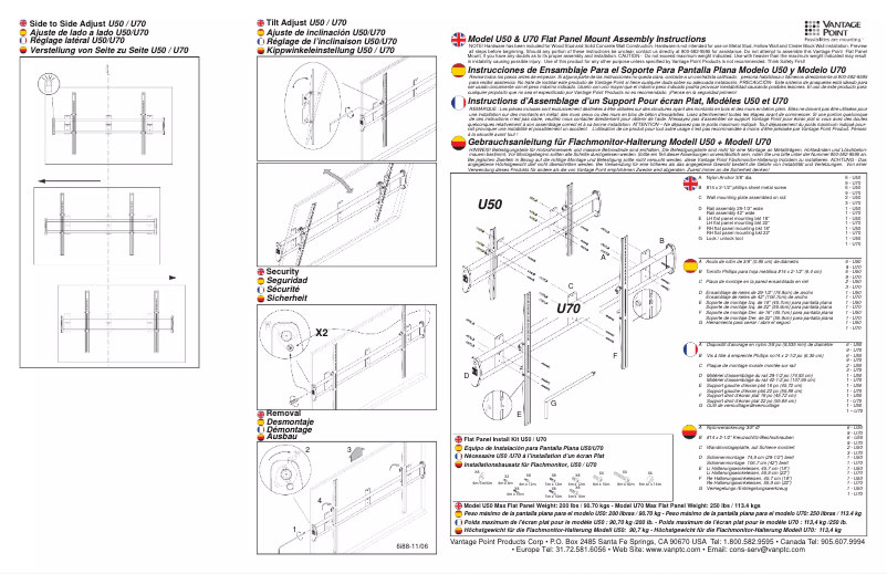 Page n°1 - Manuel utilisateur Vantage Point U50