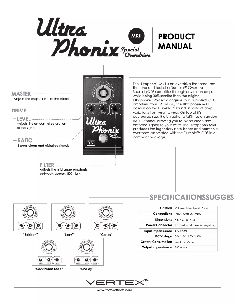 Image de la première page du manuel de l'appareil Ultraphonix Special Overdrive MKII