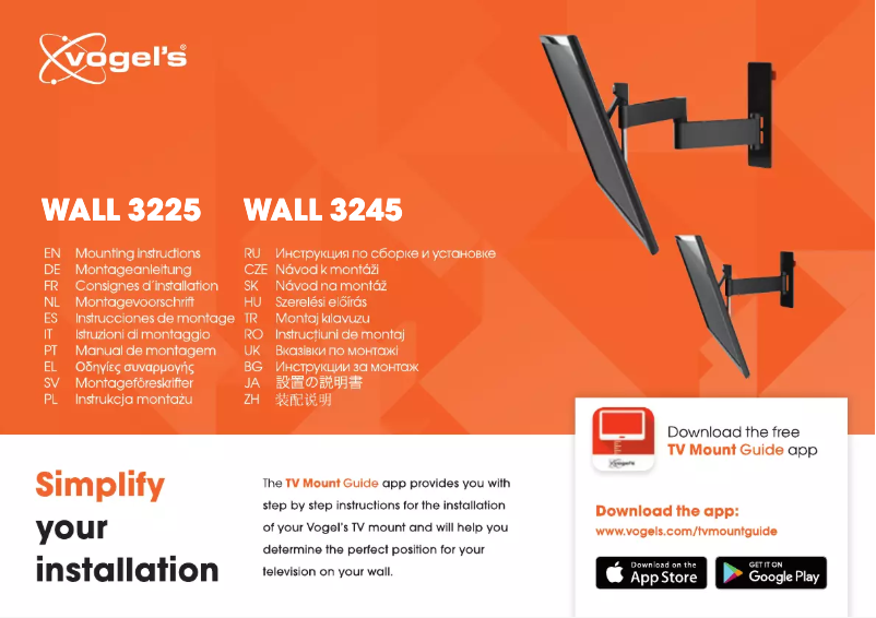 Page 1 de la notice Manuel utilisateur Vogel's Wall 3245