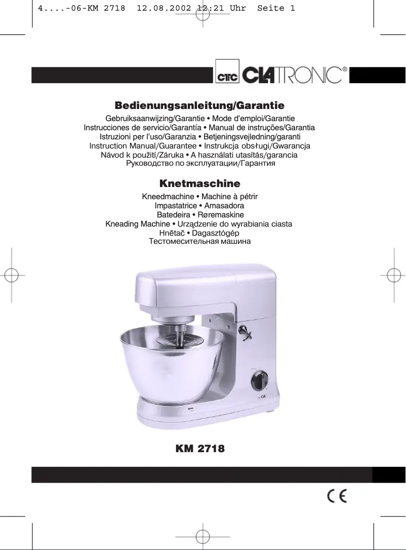 Page 1 de la notice Manuel utilisateur Clatronic KM 2718