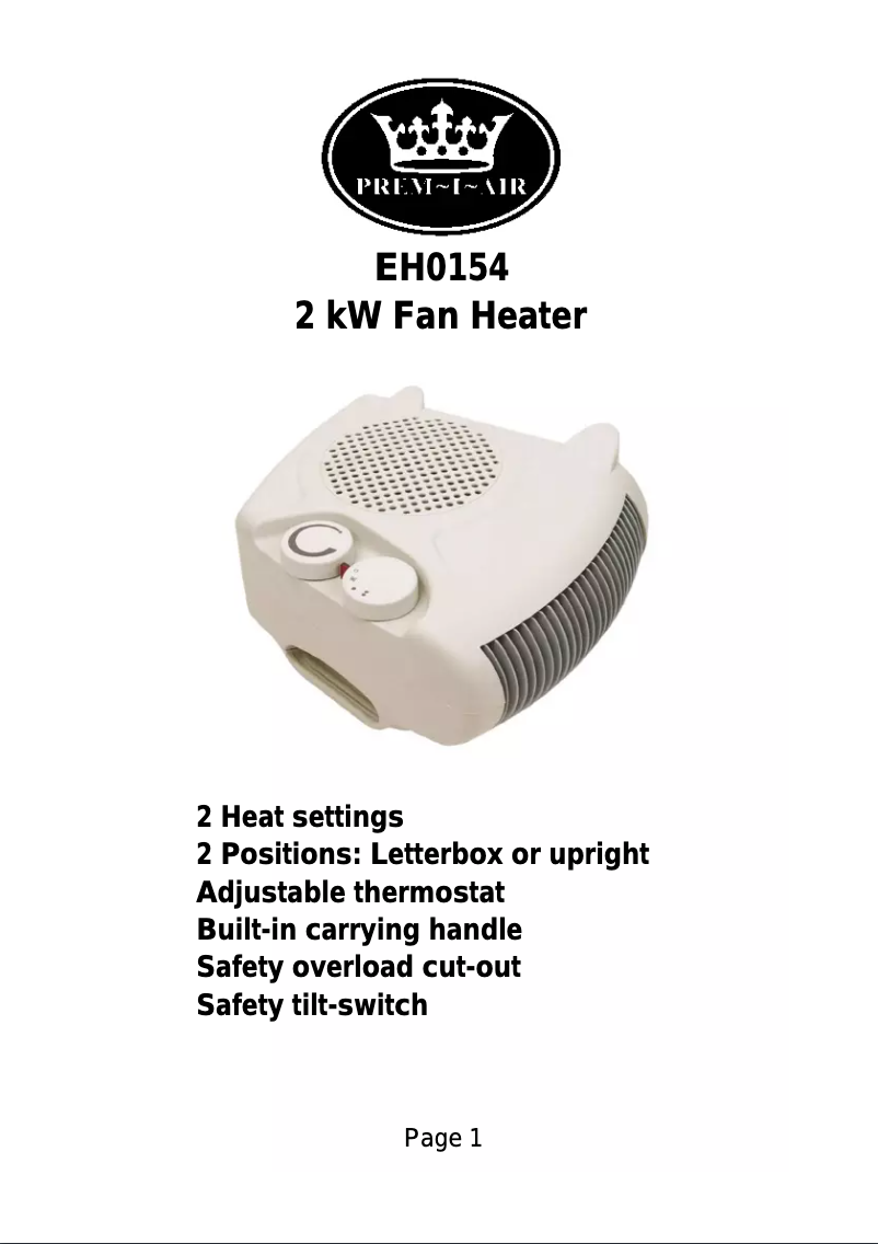 Página 1 del manual Manual de usuario Prem-I-Air EH0154