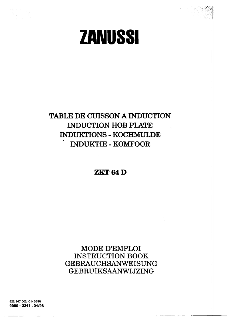 Page 1 de la notice Manuel utilisateur Zanussi ZKT 64 d