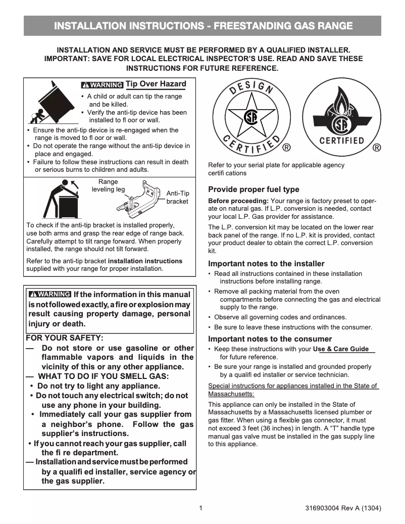 Image de la première page du manuel de l'appareil FCRG3051AS