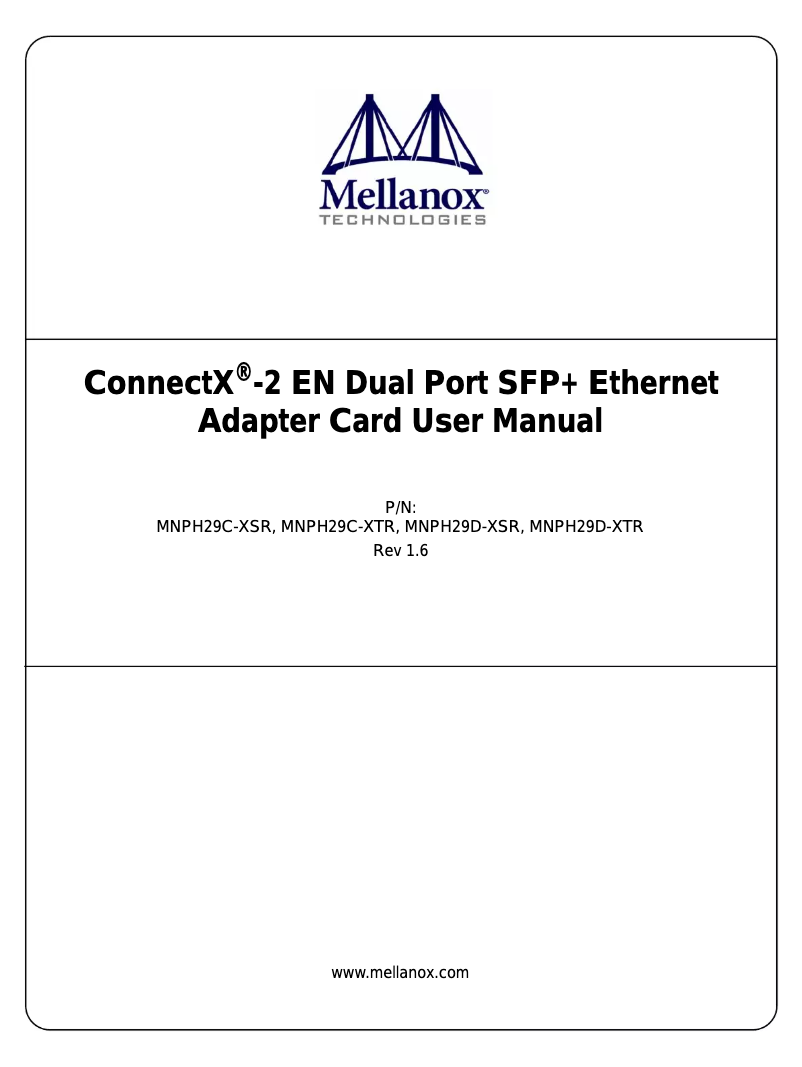 Page n°1 - Manuel utilisateur Mellanox Technologies MNPH29D-XTR