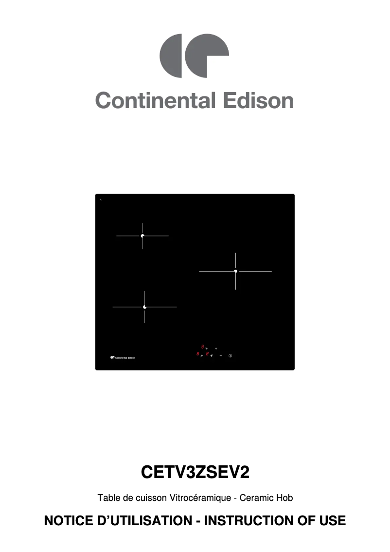 Page 1 de la notice Manuel utilisateur Continental Edison CETV3ZSEV2