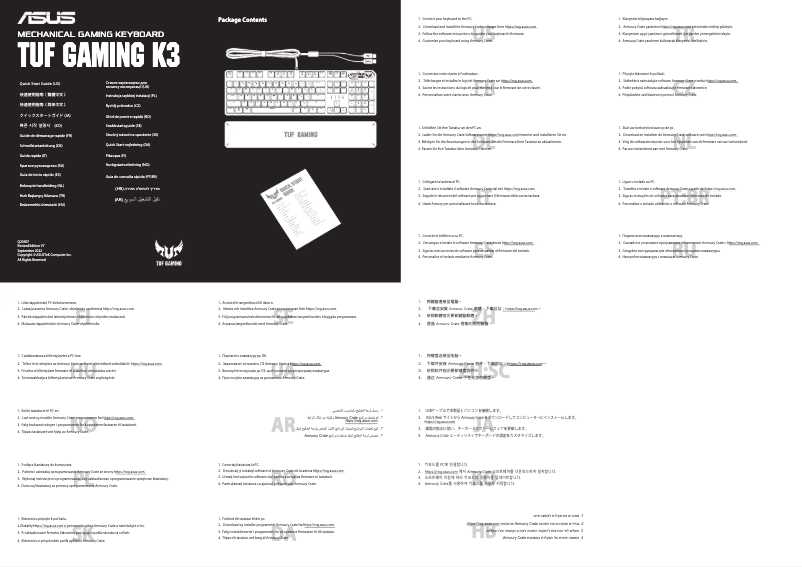 Image de la première page du manuel de l'appareil TUF Gaming K3