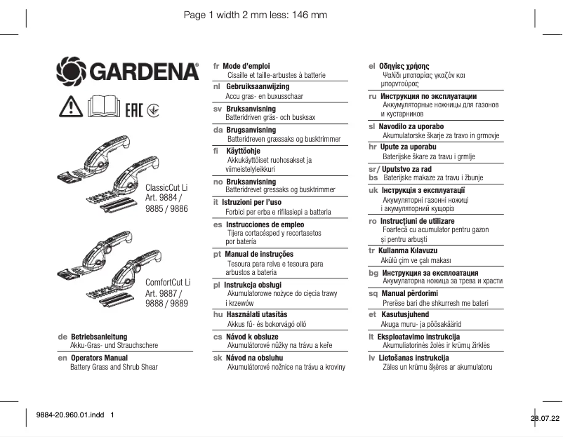 Page 1 de la notice Manuel utilisateur Gardena ClassicCut