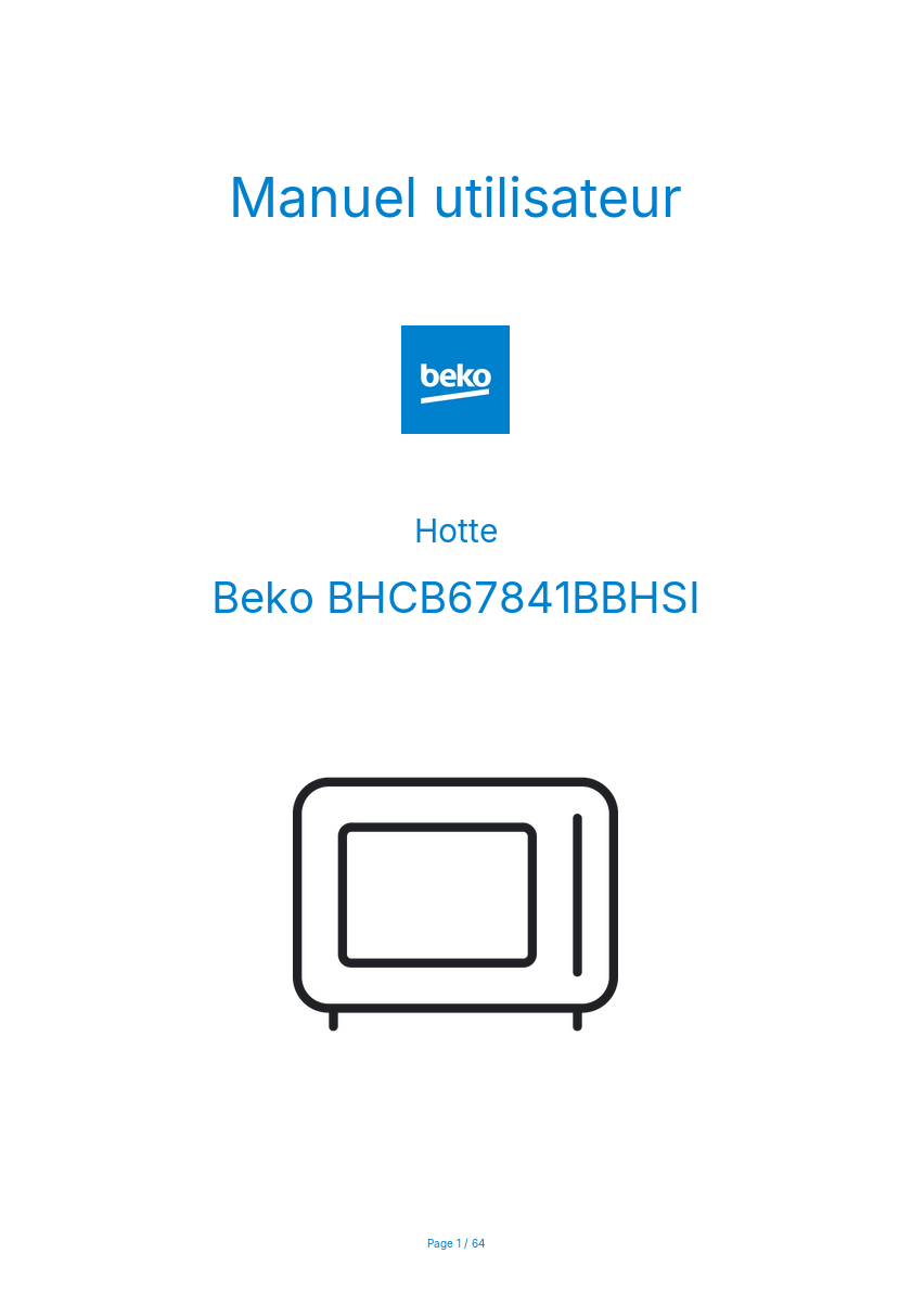 Page n°1 - Manuel utilisateur Beko BHCB67841BBHSI