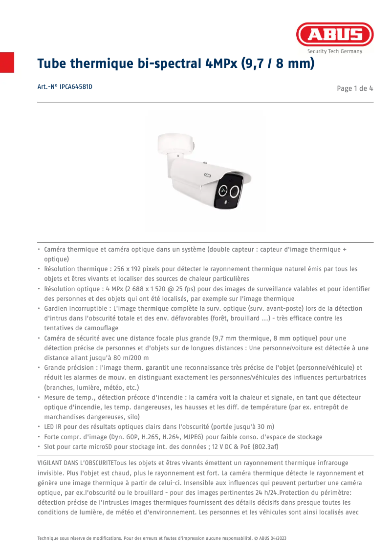 Image de la première page du manuel de l'appareil IPCA64581D