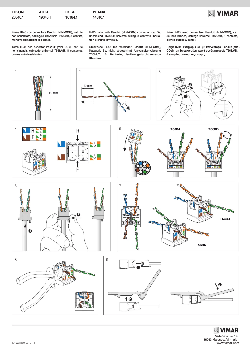 Page 1 de la notice Manuel utilisateur Vimar 20340.1.B