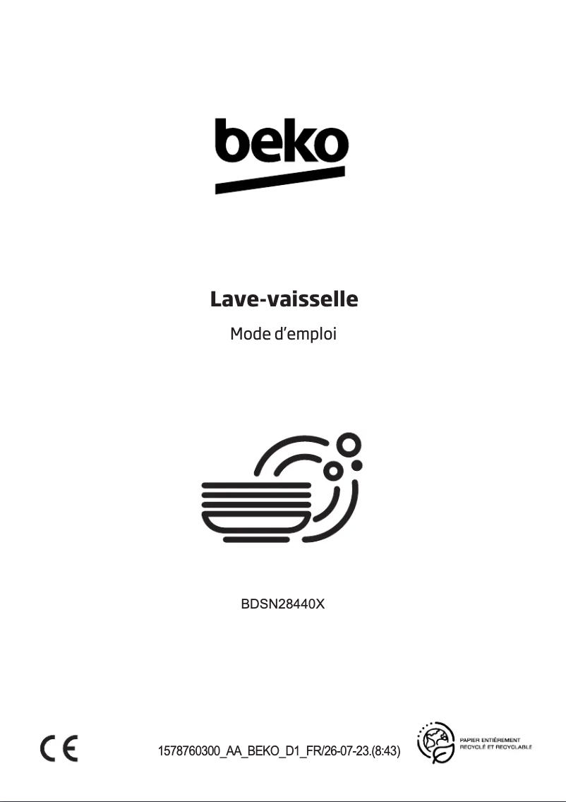 Page 1 de la notice Manuel utilisateur Beko BDSN28440X